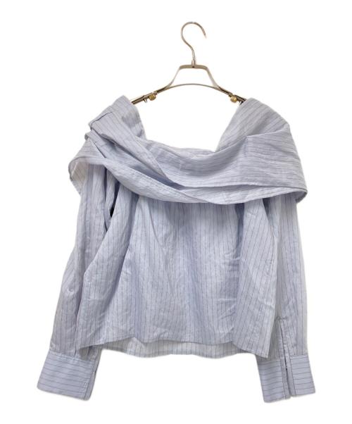 IENA LA BOUCLE（イエナ ラ ブークル）IENA LA BOUCLE (イエナ ラ ブークル) タックカラーブラウス ブラウン×ブルー サイズ:下記参照の古着・服飾アイテム
