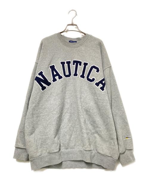 NAUTICA（ノーティカ）NAUTICA (ノーティカ) Arch Logo Crewneck Sweatshirt グレー サイズ: Lの古着・服飾アイテム