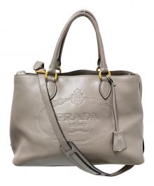PRADA（プラダ）の古着「BORSA A MANO カーフレザートートバッグ」｜グレージュ