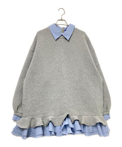 Olu.（オルドット）Olu. (オルドット) フリルレイヤードダンボールスウェット グレー×ブルー サイズ:FREEの古着・服飾アイテム