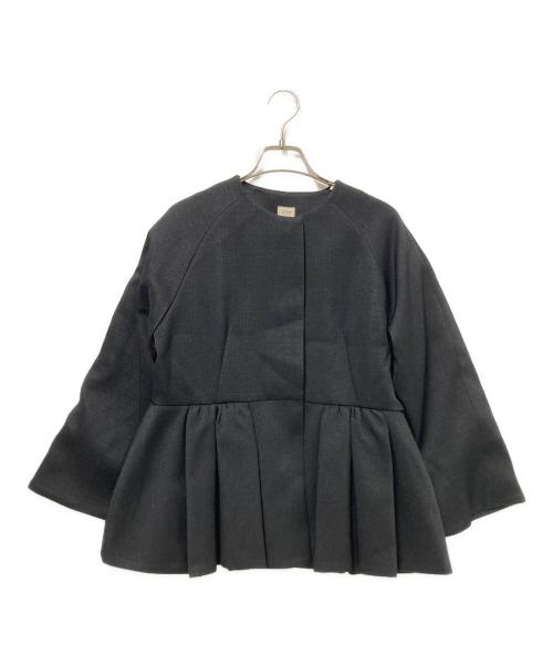 THREE SQUARE（スリースクエア）THREE SQUARE (スリースクエア) ペプラムジャケット ブラック サイズ:Fの古着・服飾アイテム