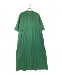 MACKINTOSH PHILOSOPHY（マッキントッシュ フィロソフィー）の古着「リネンミックスバンドカラーワンピース」｜グリーン