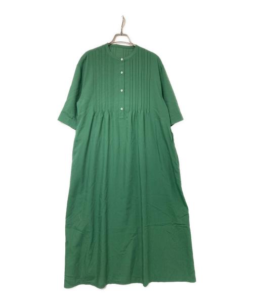MACKINTOSH PHILOSOPHY（マッキントッシュ フィロソフィー）MACKINTOSH PHILOSOPHY (マッキントッシュ フィロソフィー) リネンミックスバンドカラーワンピース グリーン サイズ:2の古着・服飾アイテム