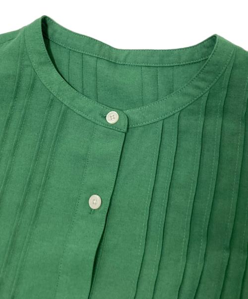 MACKINTOSH PHILOSOPHY（マッキントッシュ フィロソフィー）MACKINTOSH PHILOSOPHY (マッキントッシュ フィロソフィー) リネンミックスバンドカラーワンピース グリーン サイズ:2の古着・服飾アイテム