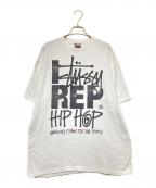 stussy×Manhattan Recordsステューシー×マンハッタンレコード）の古着「コラボプリントTシャツ」｜ホワイト×ブラック