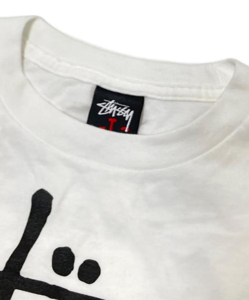 stussy（ステューシー）stussy (ステューシー) Manhattan Records (マンハッタンレコード) コラボプリントTシャツ ホワイト×ブラック サイズ:Lの古着・服飾アイテム