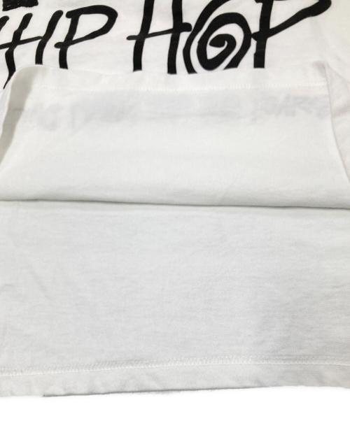 stussy（ステューシー）stussy (ステューシー) Manhattan Records (マンハッタンレコード) コラボプリントTシャツ ホワイト×ブラック サイズ:Lの古着・服飾アイテム