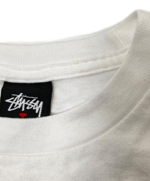 stussy（ステューシー）stussy (ステューシー) Manhattan Records (マンハッタンレコード) コラボプリントTシャツ ホワイト×ブラック サイズ:Lの古着・服飾アイテム