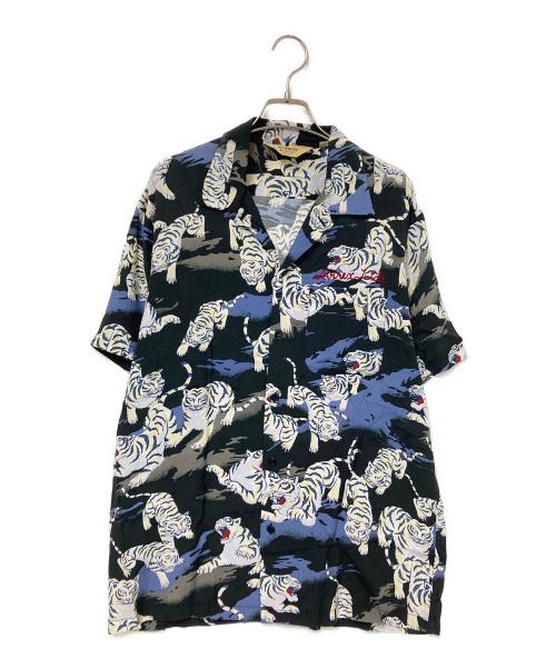 AVIREX（アヴィレックス）AVIREX (アヴィレックス) S/Sハワイアンシャツ「白虎」 ネイビー サイズ:Lの古着・服飾アイテム