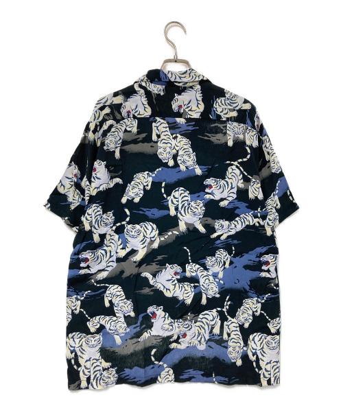 AVIREX（アヴィレックス）AVIREX (アヴィレックス) S/Sハワイアンシャツ「白虎」 ネイビー サイズ:Lの古着・服飾アイテム
