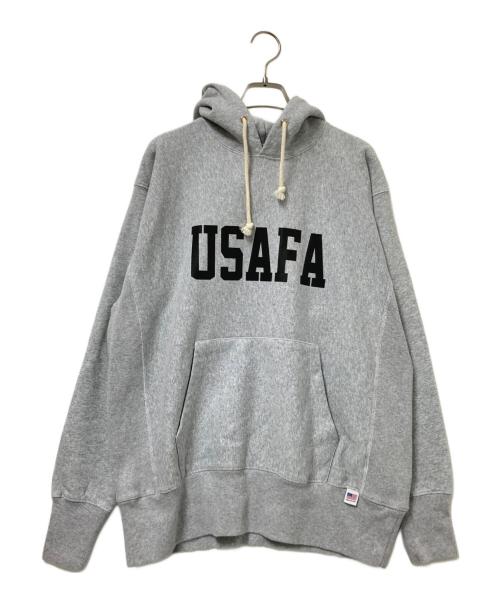 HOUSTON（ヒューストン）HOUSTON (ヒューストン) U.S.コットン USAFA プリント フーディー グレー サイズ:Mの古着・服飾アイテム