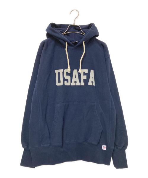 HOUSTON（ヒューストン）HOUSTON (ヒューストン) U.S.コットン USAFA プリント フーディー ネイビー サイズ:Mの古着・服飾アイテム