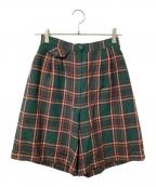 Burberry'sバーバリーズ）の古着「チェックハーフパンツ」｜グリーン×レッド