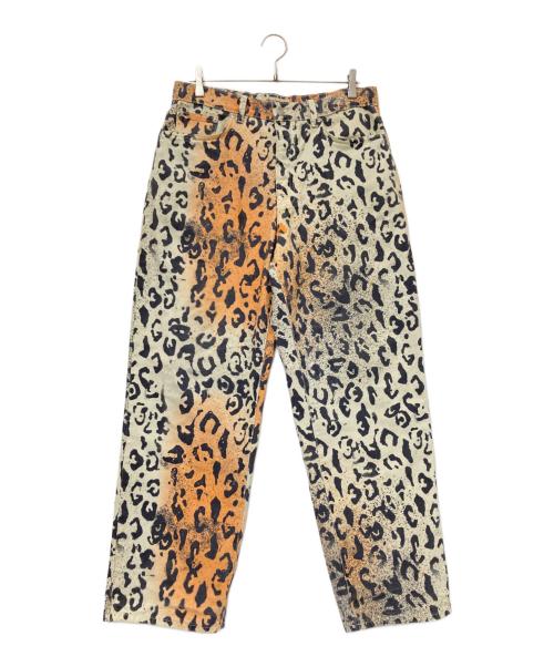 stussy（ステューシー）stussy (ステューシー) STENCIL CANVAS BIG OL JEANS オレンジ×ベージュ サイズ:32の古着・服飾アイテム