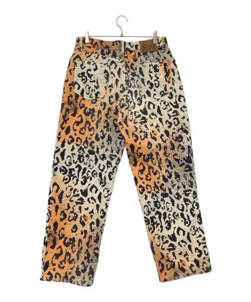 stussy（ステューシー）stussy (ステューシー) STENCIL CANVAS BIG OL JEANS オレンジ×ベージュ サイズ:32の古着・服飾アイテム