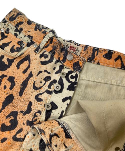 stussy（ステューシー）stussy (ステューシー) STENCIL CANVAS BIG OL JEANS オレンジ×ベージュ サイズ:32の古着・服飾アイテム