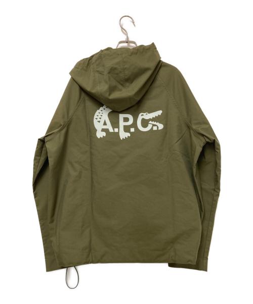 A.P.C.（アーペーセー）A.P.C. (アーペーセー) LACOSTE (ラコステ) Hooded Cotton Gabardine Jacket オリーブ サイズ:XSの古着・服飾アイテム