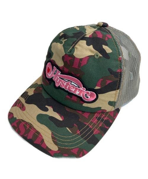 Hysteric Glamour（ヒステリックグラマー）Hysteric Glamour (ヒステリックグラマー) WOODLAND HYS メッシュキャップ グリーン×ピンクの古着・服飾アイテム