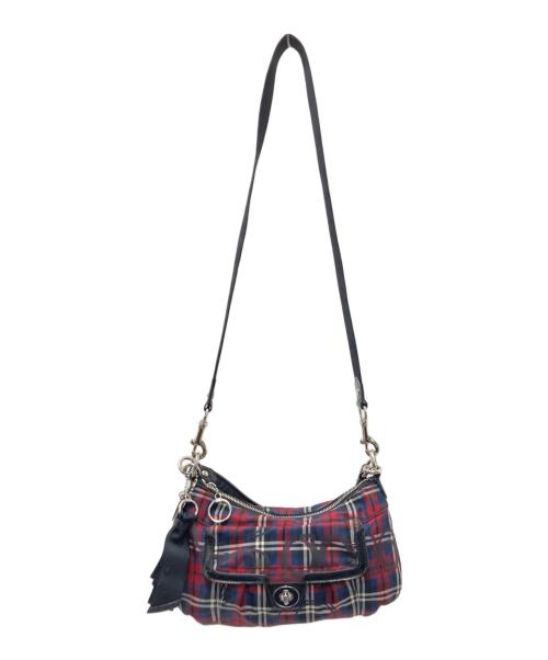 COACH（コーチ）COACH (コーチ) POPPY チェック 2way ショルダーバッグ レッド×ネイビー サイズ:下記参照の古着・服飾アイテム