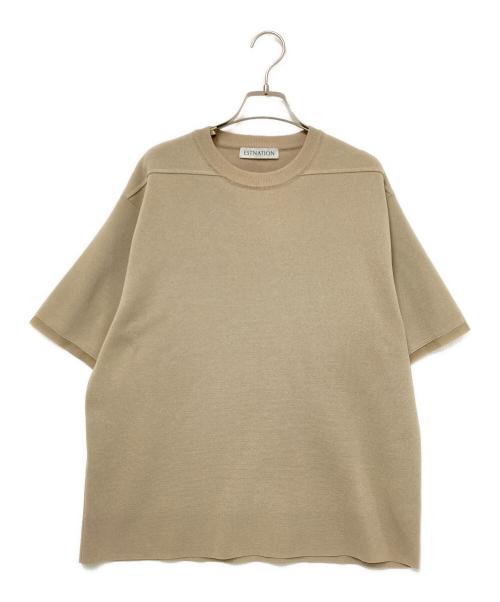 ESTNATION（エストネーション）ESTNATION (エストネーション) ペーパーミラノニットTシャツ ベージュ サイズ:Mの古着・服飾アイテム