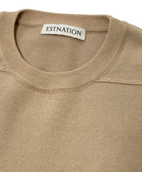 ESTNATION（エストネーション）ESTNATION (エストネーション) ペーパーミラノニットTシャツ ベージュ サイズ:Mの古着・服飾アイテム