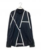ARMANI EXCHANGEアルマーニ エクスチェンジ）の古着「ラインデザインシャツ」｜ブラック×ホワイト