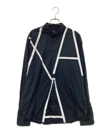 ARMANI EXCHANGE（アルマーニ エクスチェンジ）の古着「ラインデザインシャツ」｜ブラック×ホワイト