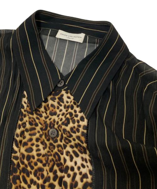 DRIES VAN NOTEN（ドリスヴァンノッテン）DRIES VAN NOTEN (ドリスヴァンノッテン) 切替ストライプシャツ ベージュ×ブラック サイズ:48の古着・服飾アイテム