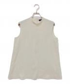 theoryセオリー）の古着「Satin Crepe Stand Collar Top」｜ベージュ