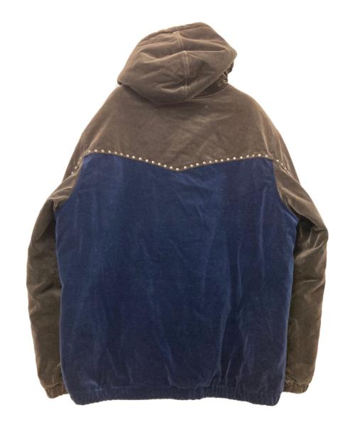 SUPREME（シュプリーム）SUPREME (シュプリーム) Studded Velvet Hooded Work Jacket ネイビー×ブラウン サイズ:XLの古着・服飾アイテム