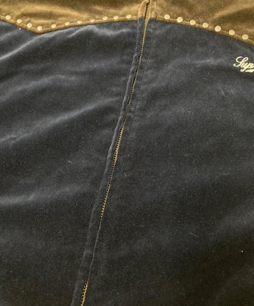 SUPREME（シュプリーム）SUPREME (シュプリーム) Studded Velvet Hooded Work Jacket ネイビー×ブラウン サイズ:XLの古着・服飾アイテム
