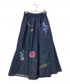 RIVER MAILリバーメイル）の古着「花柄プリントスカート」｜インディゴ