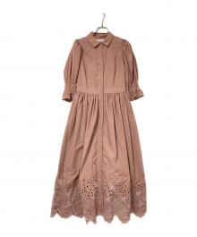 HER LIP TO（ハーリップトゥ）の古着「Back Lace Midi Shirt Dress」｜ピンク