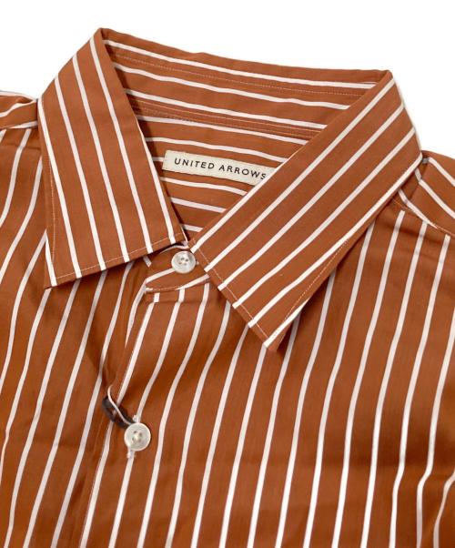 UNITED ARROWS（ユナイテッドアローズ）UNITED ARROWS (ユナイテッドアローズ) ストライプシャツ ブラウン×ホワイト サイズ:S 未使用品の古着・服飾アイテム