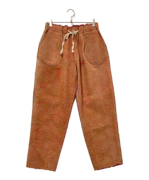 bunai（ブナイ）bunai (ブナイ) JOURNAL STANDARD relume (ジャーナルスタンダード レリューム) カンタキルトイージーパンツ オレンジ×レッド サイズ:下記参照の古着・服飾アイテム