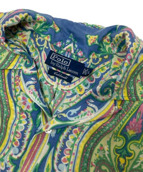 POLO RALPH LAUREN（ポロ・ラルフローレン）POLO RALPH LAUREN (ポロ・ラルフローレン) ペイズリー柄シルク半袖シャツ グリーン×ブルー サイズ:Lの古着・服飾アイテム