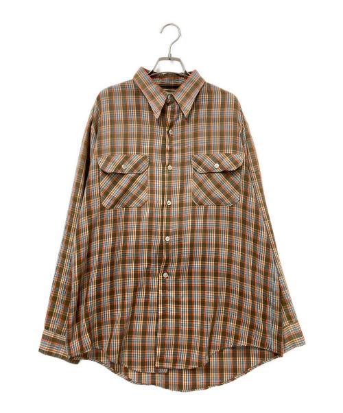 big mac（ビッグマック）big mac (ビッグマック) 70‘Sチェックシャツ ブラウン×オレンジ サイズ:Lの古着・服飾アイテム