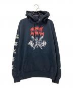 Hanesヘインズ）の古着「Hoodie crossover hardcore」｜ブラック