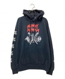 Hanes（ヘインズ）の古着「Hoodie crossover hardcore」｜ブラック