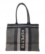 repettoレペット）の古着「ニッティングトートバッグ」｜ブラック×ホワイト