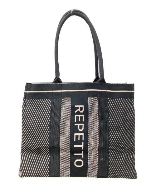 repetto（レペット）repetto (レペット) ニッティングトートバッグ ブラック×ホワイト サイズ:下記参照の古着・服飾アイテム