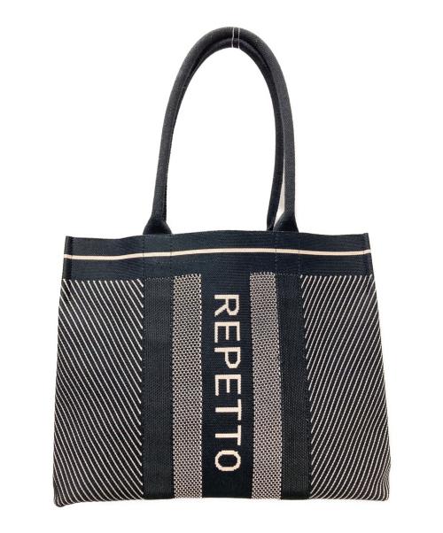 repetto（レペット）repetto (レペット) ニッティングトートバッグ ブラック×ホワイト サイズ:下記参照の古着・服飾アイテム