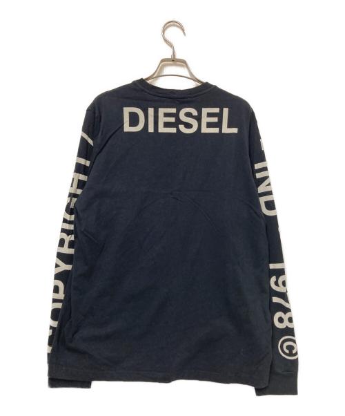 DIESEL（ディーゼル）DIESEL (ディーゼル) ロングスリーブカットソー ブラック×ホワイト サイズ:Mの古着・服飾アイテム