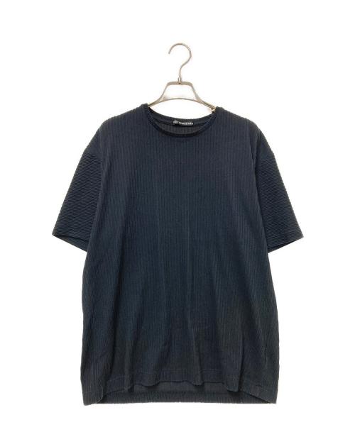 ISSEY MIYAKE MEN（イッセイミヤケメン）ISSEY MIYAKE MEN (イッセイミヤケメン) ジャガードストライプTシャツ ブラック サイズ:3の古着・服飾アイテム