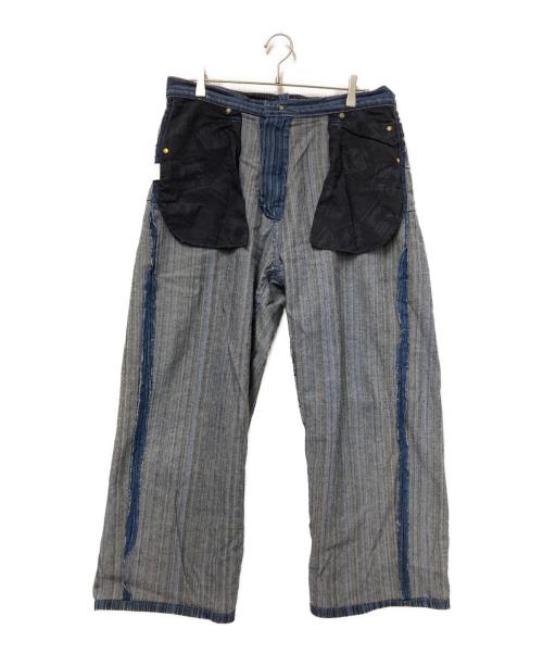 AIR WALK（エアウォーク）AIR WALK (エアウォーク) シンチバッグストライプデニムパンツ インディゴ サイズ:86cmの古着・服飾アイテム