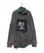 DROPDEADドロップデッド）の古着「シャツレイヤードスウェット」｜グリーン×グレー