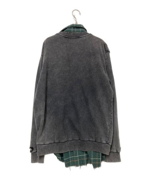 DROPDEAD（ドロップデッド）DROPDEAD (ドロップデッド) シャツレイヤードスウェット グリーン×グレー サイズ:Mの古着・服飾アイテム