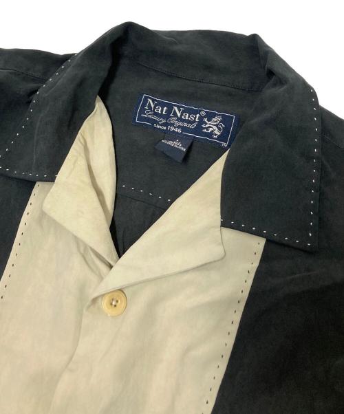 NATNAST（ナットナスト）NATNAST (ナットナスト) シルクシャツ ブラック×ベージュ サイズ:Lの古着・服飾アイテム