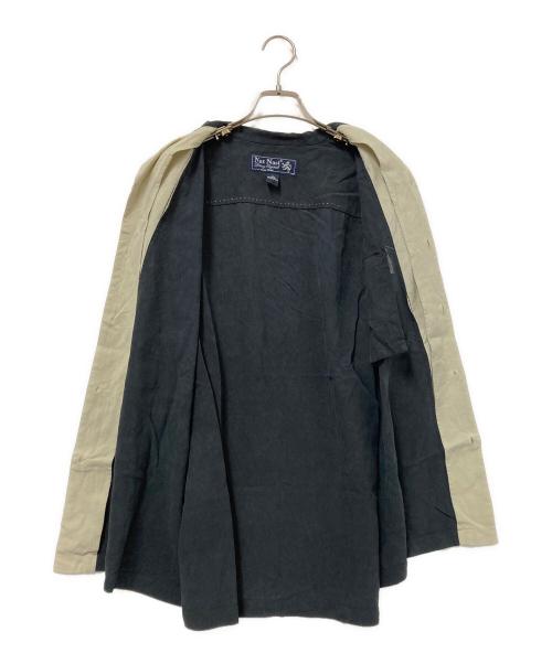 NATNAST（ナットナスト）NATNAST (ナットナスト) シルクシャツ ブラック×ベージュ サイズ:Lの古着・服飾アイテム