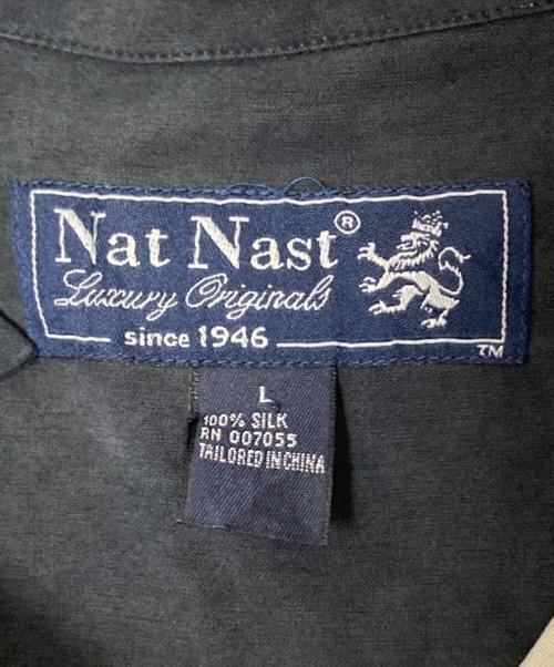 NATNAST（ナットナスト）NATNAST (ナットナスト) シルクシャツ ブラック×ベージュ サイズ:Lの古着・服飾アイテム